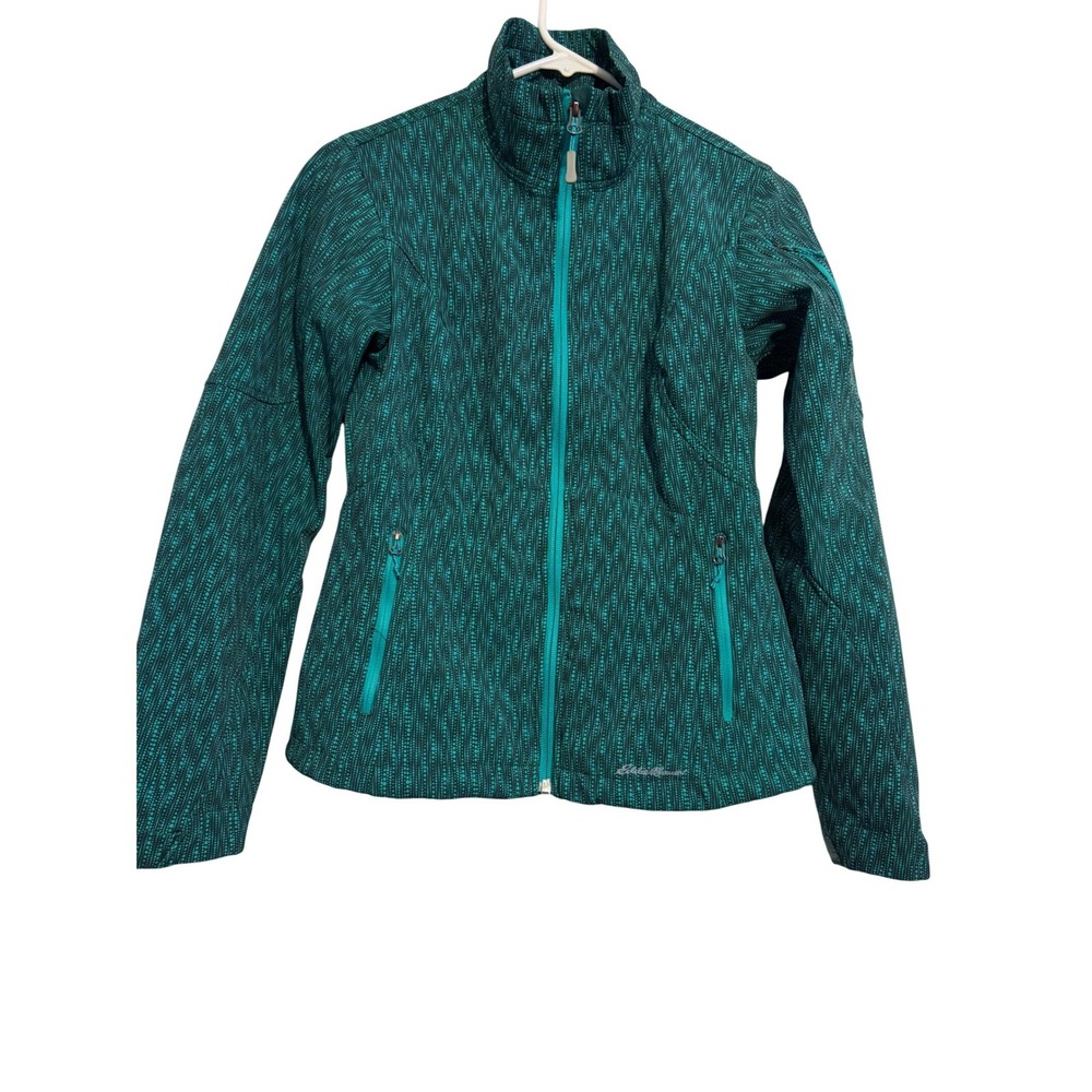 Eddie Bauer Softshell Jacket Athletic Teal Geometric Dot Full‎ Zip XS